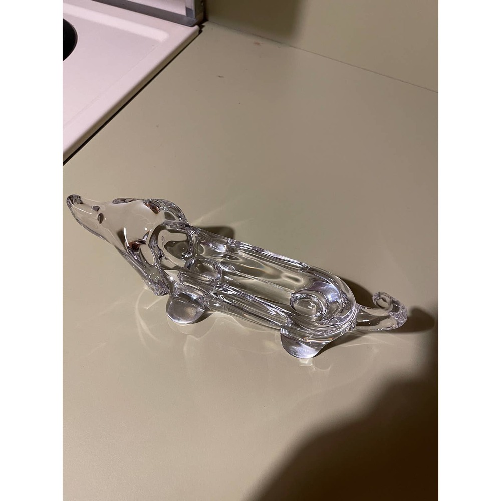 Vintage Art Lead Crystal Dachshund Dog Candy Dish - Picture 4 of 9